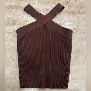 Aritzia Brown Ribbed Top